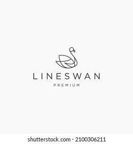 Swan line art logo icon design template
