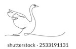 swan line art style. vector elements