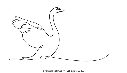 estilo de arte da linha do cisne. elementos de vetor