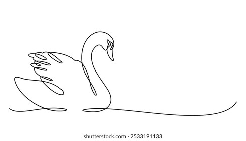 swan line art style. vector elements