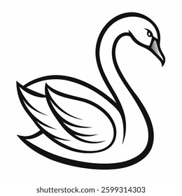 Swan line art vector art