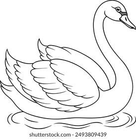 Archivo de Vector de arte Swan Line