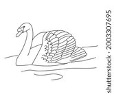 Swan Line Drawing Clip Art 