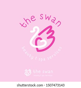 SWAN LINE DRAWING, HIPSTER BEAUTY AND SPA LOGO, ICON