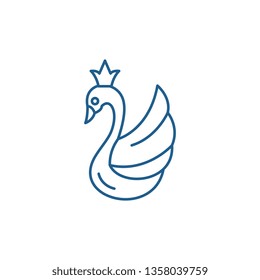 Swan line icon concept. Swan flat  vector symbol, sign, outline illustration.
