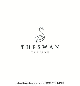 Swan line style logo icon design template flat vector