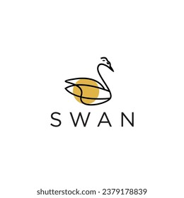 Swan line style logo icon design template flat vector
