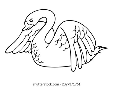 swan line vector illustration,isolated on white background,top view