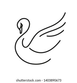 Swan. Linear icon isolated on white background. Vector graphics.