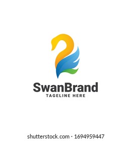 Plantilla vectorial de diseño abstracto con logotipo de cisne. 