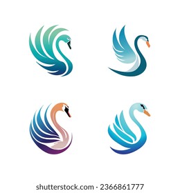 Swan Logo abstract design vector template. Cosmetics SPA Fashion bird Logotype icon set.