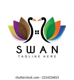 Swan Logo, Bird Animal Design, Duck Logo, Product Brand Label Vector