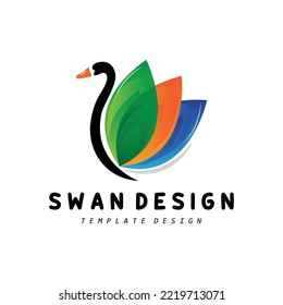 Swan Logo, Bird Animal Design, Duck Logo, Product Brand Label Vector