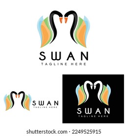 Swan Logo, Bird Animal Design, Duck Logo, Product Brand Label Vector