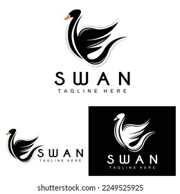 Swan Logo, Bird Animal Design, Duck Logo, Product Brand Label Vector