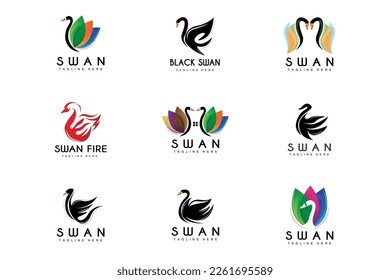 Swan Logo, Bird Animal Design, Duck Logo, Product Brand Label Vector