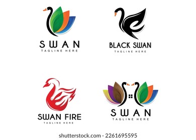 Swan Logo, Bird Animal Design, Duck Logo, Product Brand Label Vector