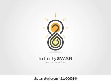 Swan logo, combination of sun swans to form a symbol of infinite beauty, flat design logo template, vector illustration