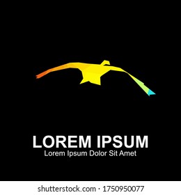 Swan logo with the concept of colored polygons. Animal logo design template.
