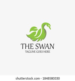 Swan logo design concept. Leaf swan icon. Vector illustration