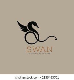 Swan Logo Design Concept Template Vector. Animal Logo Template Vector