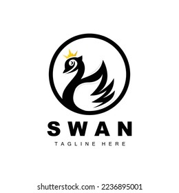 Swan Logo Design, Duck Animal Illustration, Company Brand Template Vector