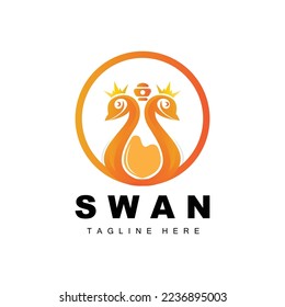 Swan Logo Design, Duck Animal Illustration, Company Brand Template Vector
