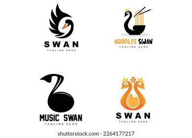 Swan Logo Design, Duck Animal Illustration, Company Brand Template Vector