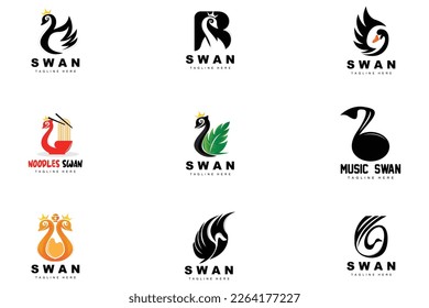 Swan Logo Design, Duck Animal Illustration, Company Brand Template Vector
