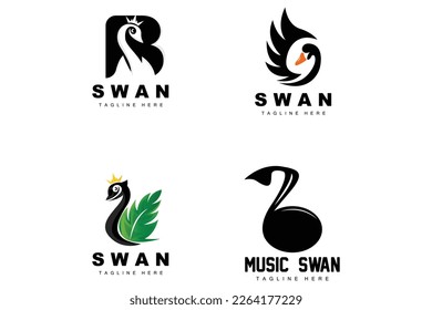 Swan Logo Design, Duck Animal Illustration, Company Brand Template Vector