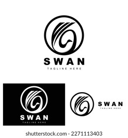 Swan Logo Design, Duck Animal Illustration, Company Brand Template Vector