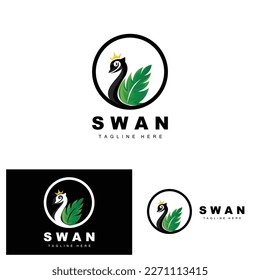 Swan Logo Design, Duck Animal Illustration, Company Brand Template Vector