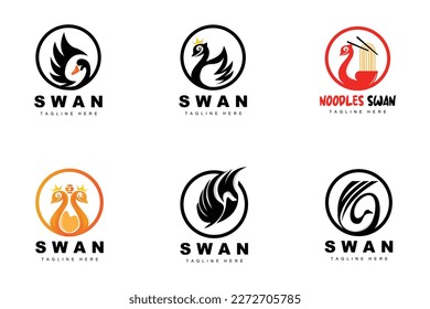 Swan Logo Design, Duck Animal Illustration, Company Brand Template Vector