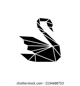Swan Logo, Swan Design Origami Geometric Logo Vector