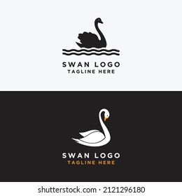 Swan logo design Set. The concept icon Logo Luxury Cosmetic Gold Fashion Jewelry. - Vector