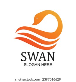 Swan logo design simple concept Premium Vector