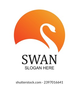 Swan logo design simple concept Premium Vector