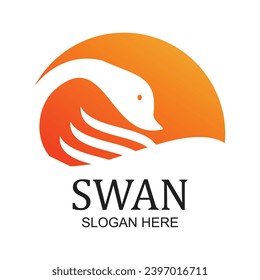 Swan logo design simple concept Premium Vector