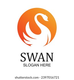 Swan logo design simple concept Premium Vector