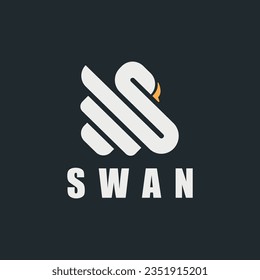 
swan logo design with symmetrical shape