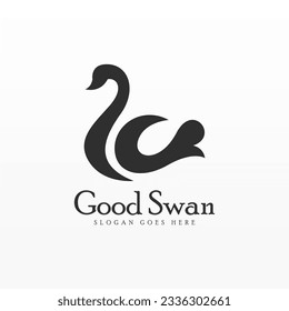 Swan logo design template. Swan logo concept. Animal logo design concept