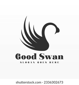 Swan logo design template. Swan logo concept. Animal logo design concept