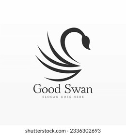 Plantilla de diseño del logotipo de cisnes. Concepto del logo de Swan. Concepto de diseño de logotipo animal