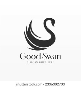 Plantilla de diseño del logotipo de cisnes. Concepto del logo de Swan. Concepto de diseño de logotipo animal
