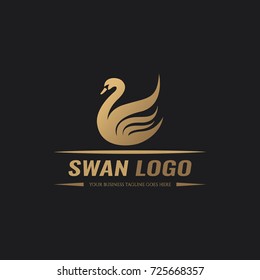 Swan logo design template. Golden swan logo. Vector illustration
