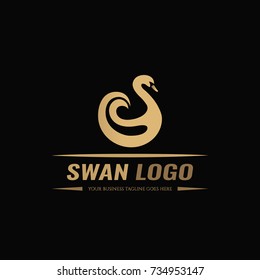 Swan logo design template. Golden swan logo. Vector illustration
