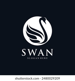 Swan logo design template with modern concept