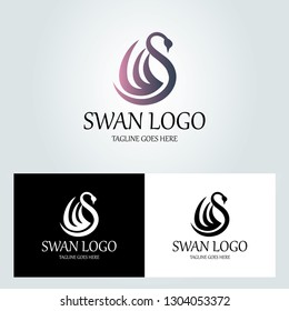 Swan logo design template. Vector illustration