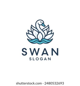 Plantilla de diseño de logotipo de Swan. Ilustración vectorial de Cisne y Flor de Loto. Conveniente para el spa, el hotel, la Boda, la moda, la salud y las clínicas del cuidado de la belleza.	
