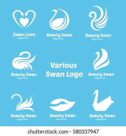 Swan Logo Design Template. Vector Illustration with flat style